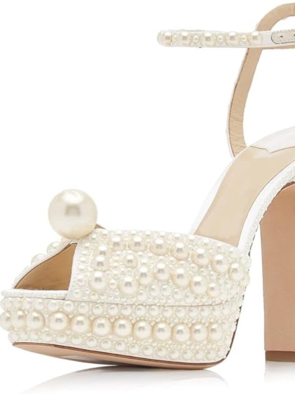 Pearl Open-Toe Platform Sandal, Block Heel, Ankle Strap